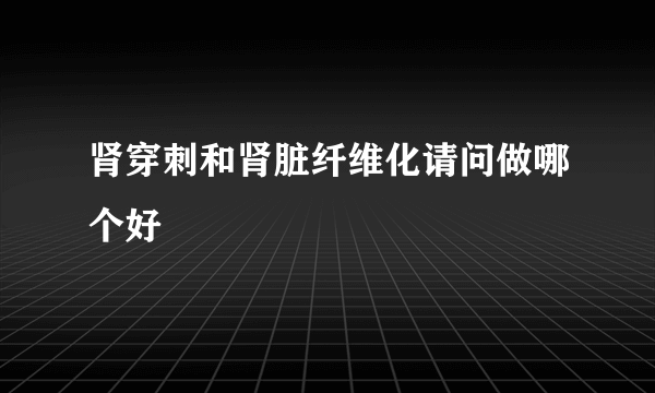 肾穿刺和肾脏纤维化请问做哪个好