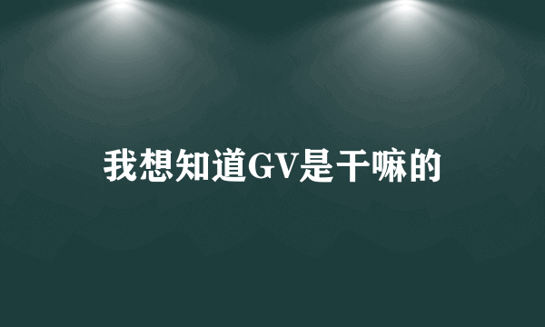 我想知道GV是干嘛的