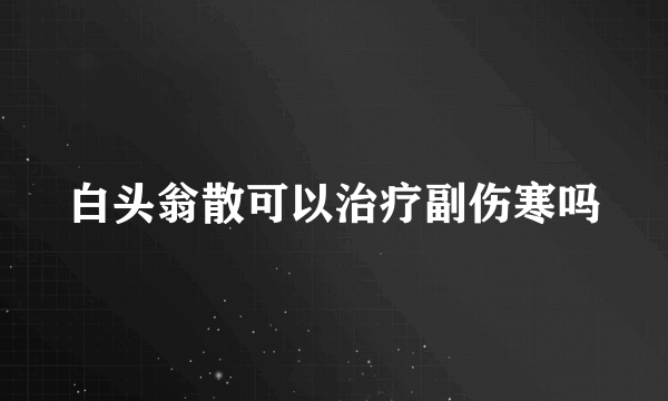 白头翁散可以治疗副伤寒吗