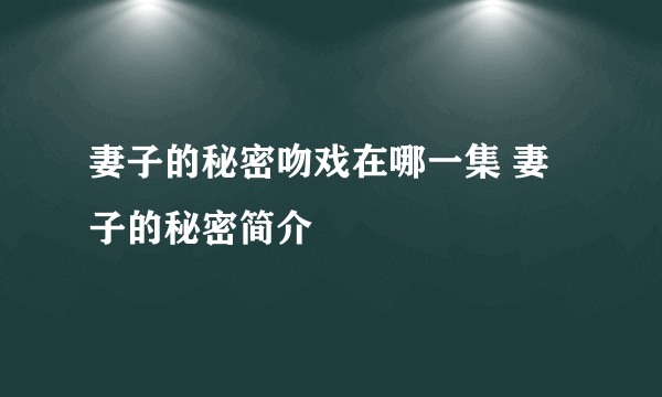 妻子的秘密吻戏在哪一集 妻子的秘密简介