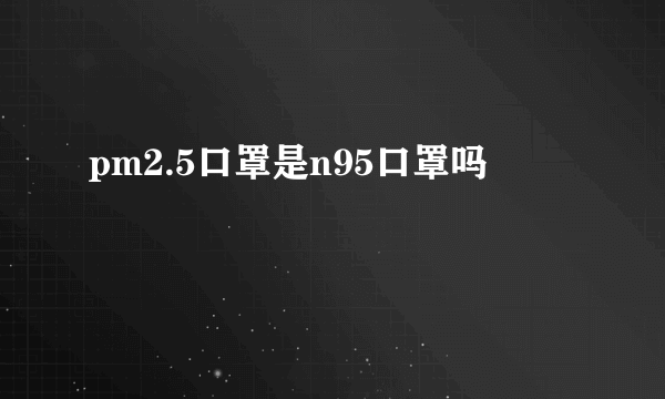 pm2.5口罩是n95口罩吗