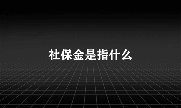 社保金是指什么