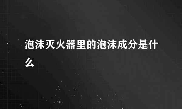 泡沫灭火器里的泡沫成分是什么