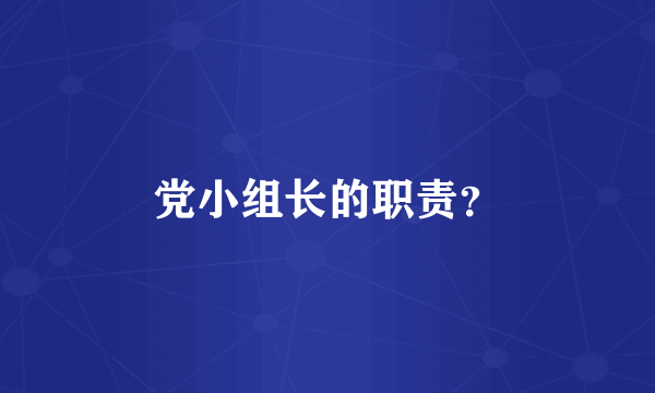 党小组长的职责？