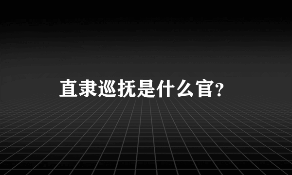 直隶巡抚是什么官？