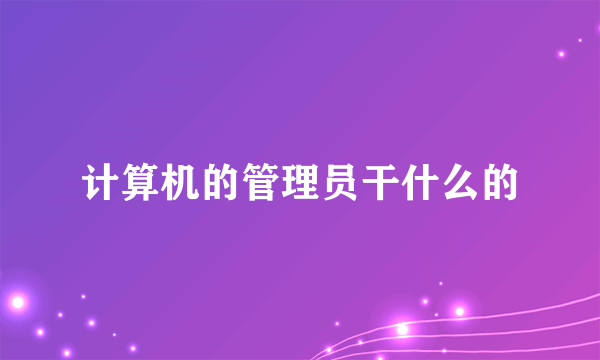 计算机的管理员干什么的