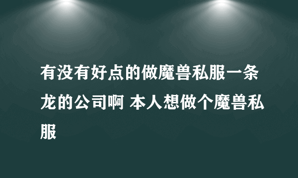 有没有好点的做魔兽私服一条龙的公司啊 本人想做个魔兽私服