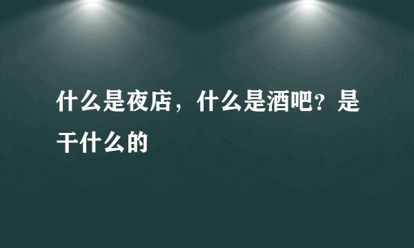 什么是夜店，什么是酒吧？是干什么的