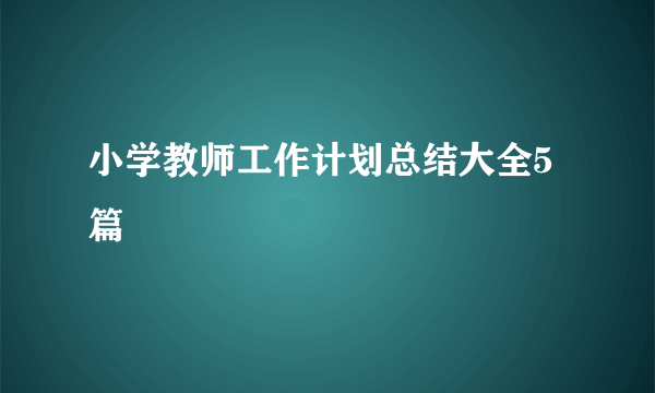 小学教师工作计划总结大全5篇