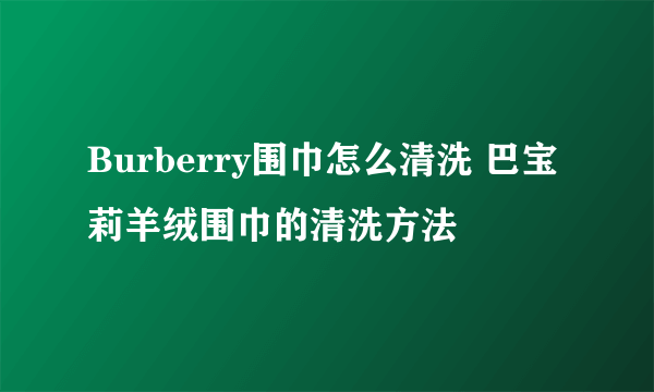 Burberry围巾怎么清洗 巴宝莉羊绒围巾的清洗方法