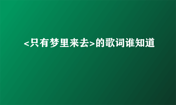 <只有梦里来去>的歌词谁知道