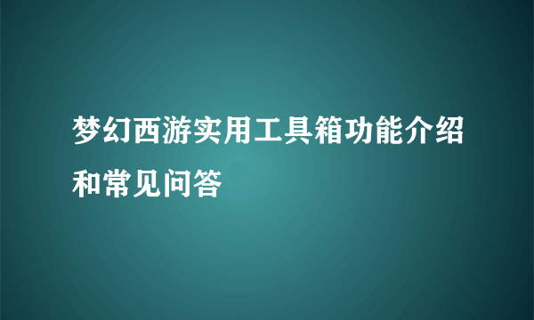 梦幻西游实用工具箱功能介绍和常见问答