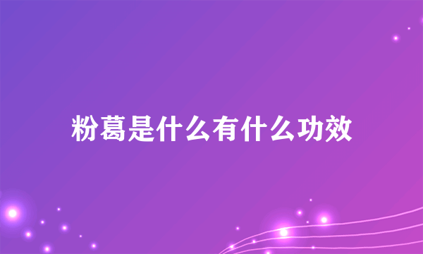 粉葛是什么有什么功效