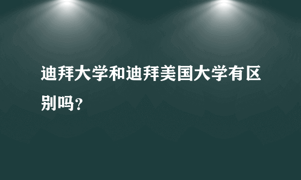 迪拜大学和迪拜美国大学有区别吗？