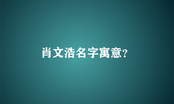 肖文浩名字寓意？