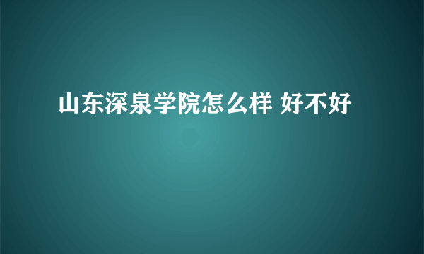 山东深泉学院怎么样 好不好