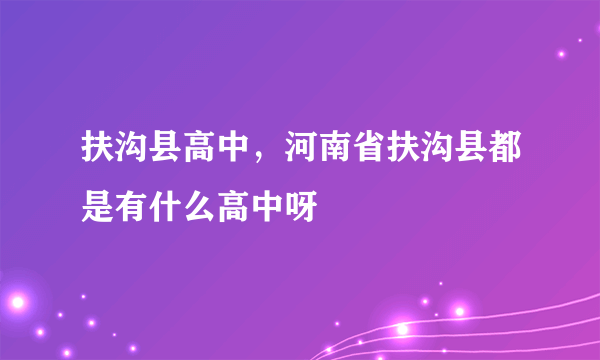 扶沟县高中，河南省扶沟县都是有什么高中呀