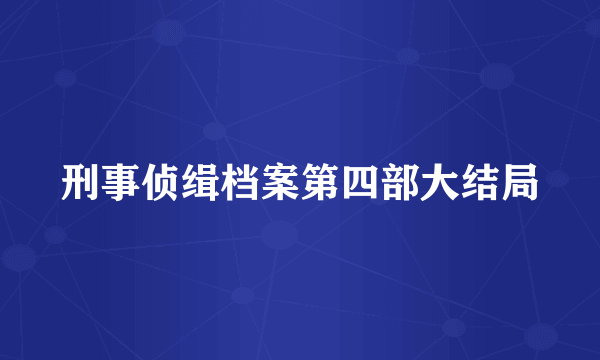 刑事侦缉档案第四部大结局