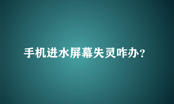 手机进水屏幕失灵咋办？