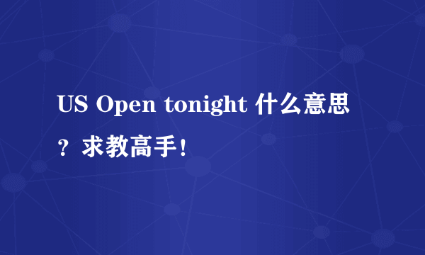 US Open tonight 什么意思？求教高手！