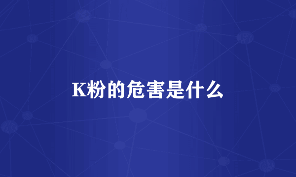 K粉的危害是什么