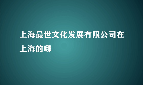 上海最世文化发展有限公司在上海的哪