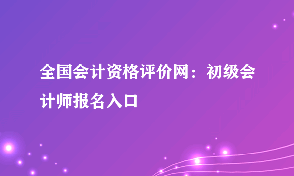 全国会计资格评价网：初级会计师报名入口