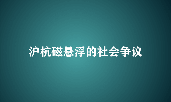 沪杭磁悬浮的社会争议