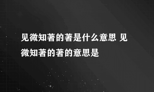 见微知著的著是什么意思 见微知著的著的意思是