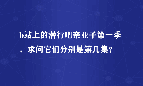 b站上的潜行吧奈亚子第一季，求问它们分别是第几集？