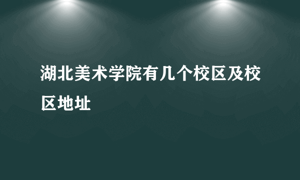 湖北美术学院有几个校区及校区地址