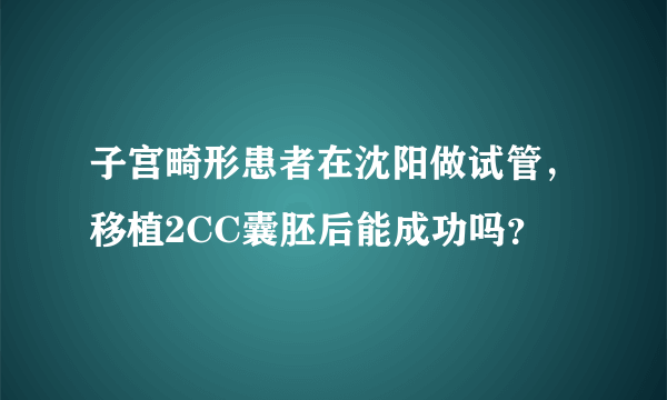 子宫畸形患者在沈阳做试管，移植2CC囊胚后能成功吗？