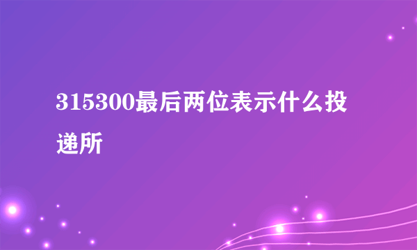 315300最后两位表示什么投递所