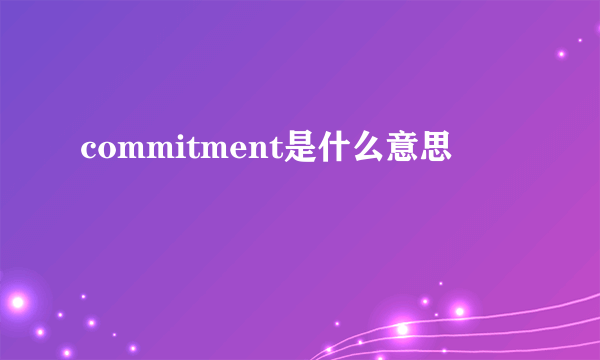 commitment是什么意思