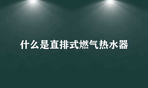 什么是直排式燃气热水器