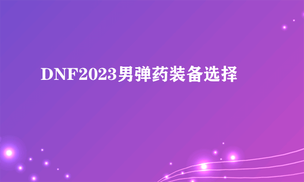 DNF2023男弹药装备选择