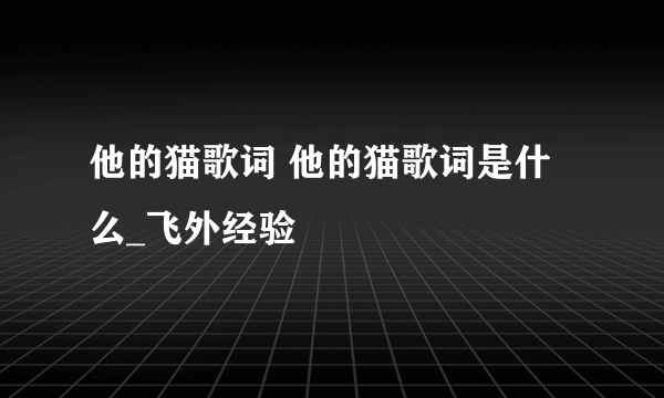 他的猫歌词 他的猫歌词是什么_飞外经验