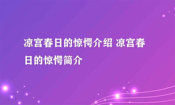 凉宫春日的惊愕介绍 凉宫春日的惊愕简介