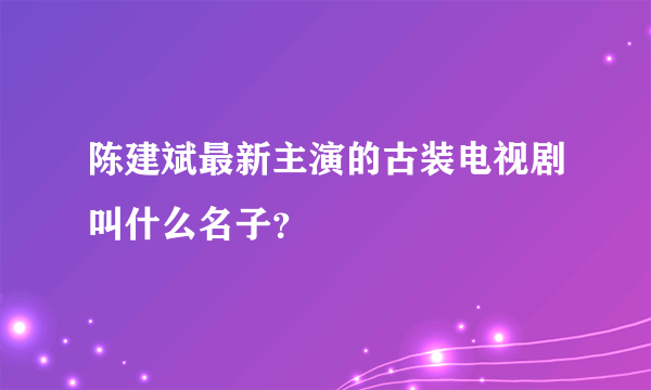 陈建斌最新主演的古装电视剧叫什么名子？