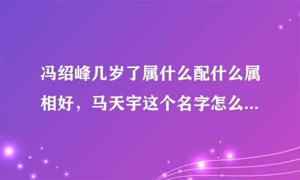 冯绍峰几岁了属什么配什么属相好，马天宇这个名字怎么样看看五行可以打多少