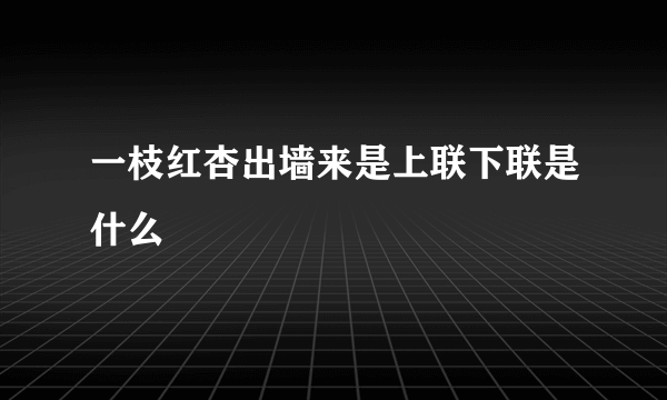 一枝红杏出墙来是上联下联是什么