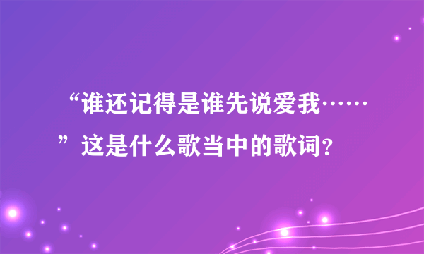 “谁还记得是谁先说爱我……”这是什么歌当中的歌词？