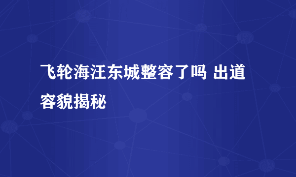 飞轮海汪东城整容了吗 出道容貌揭秘