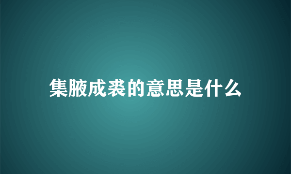 集腋成裘的意思是什么