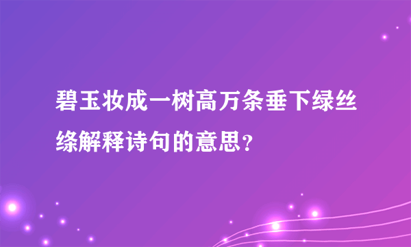 碧玉妆成一树高万条垂下绿丝绦解释诗句的意思？