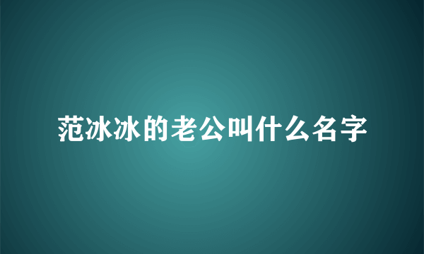 范冰冰的老公叫什么名字