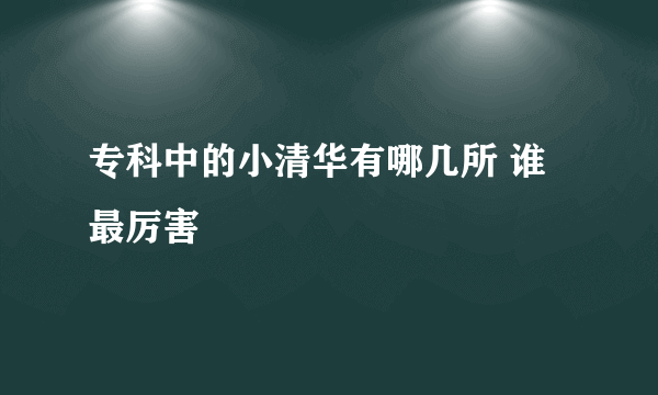 专科中的小清华有哪几所 谁最厉害