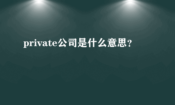 private公司是什么意思？