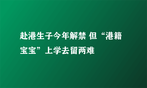 赴港生子今年解禁 但“港籍宝宝”上学去留两难