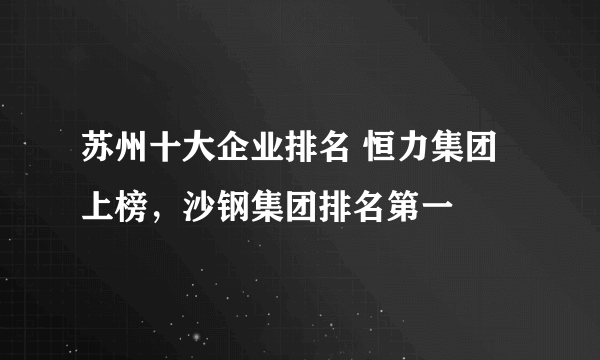 苏州十大企业排名 恒力集团上榜，沙钢集团排名第一